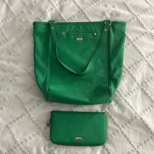 Thirty One Jewell Collection Green Tote and Wallet